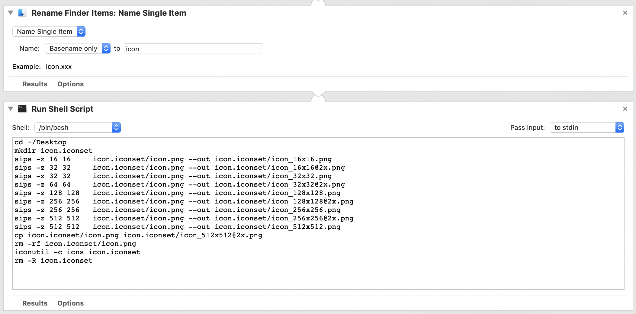 png to icns script with automator