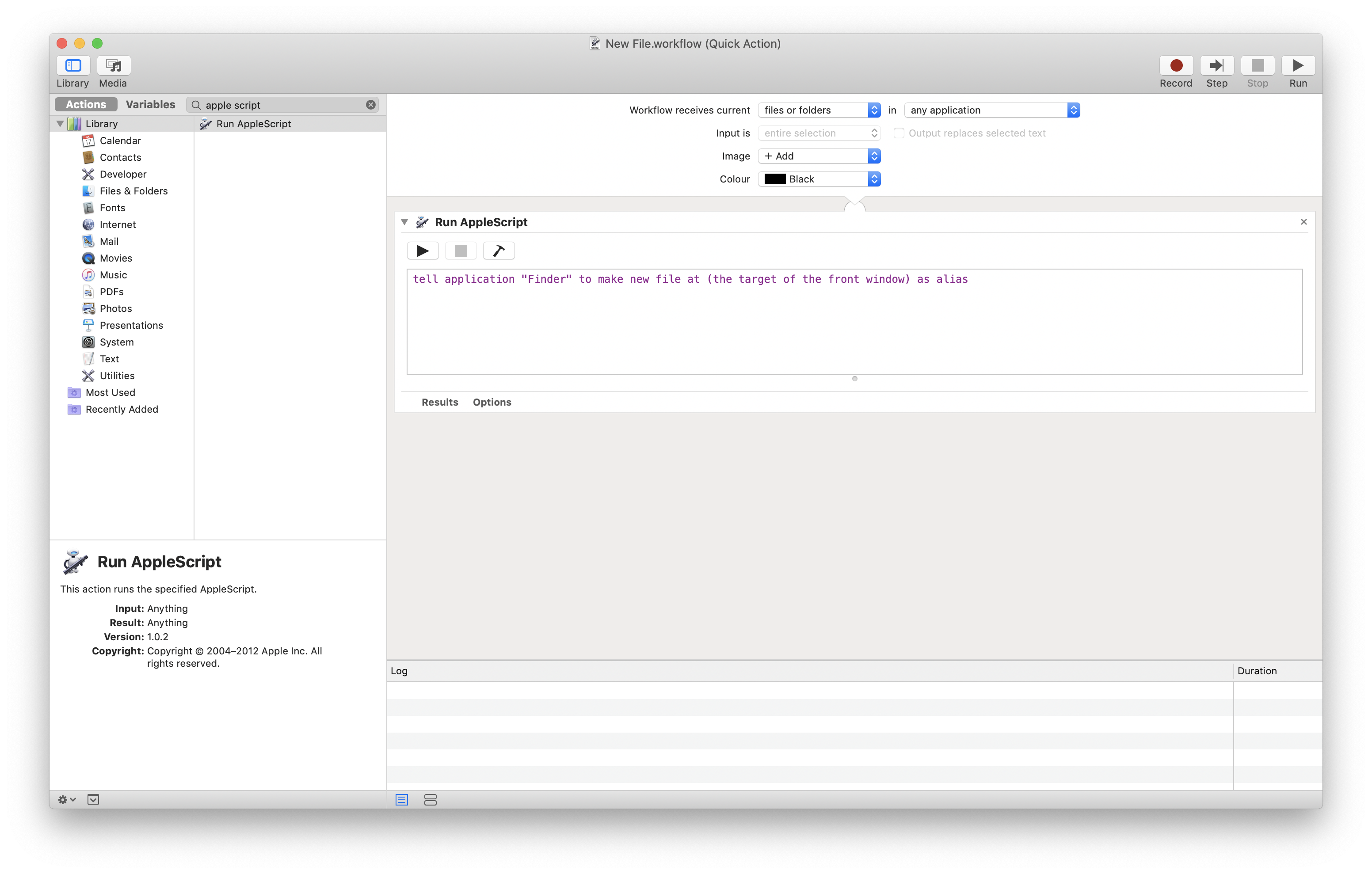 Right Click to Create New File on Mac OS X Apple Script