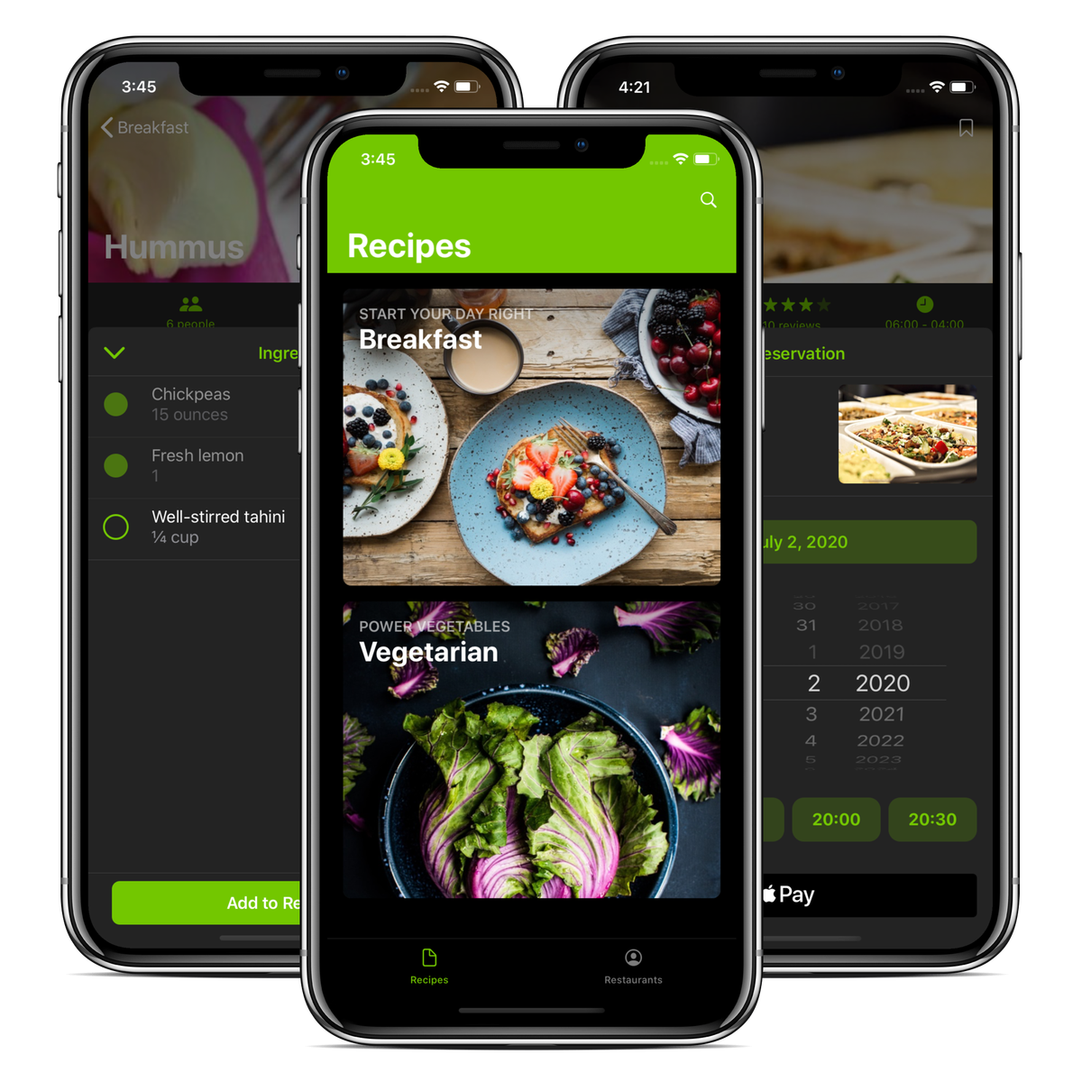 ios food app template dark theme preview