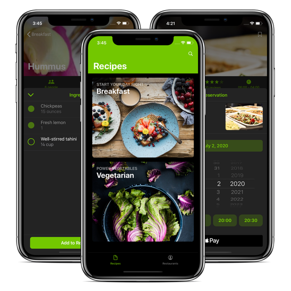 ios food app template dark theme preview