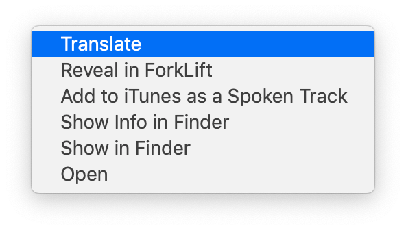 Translate Selected Text to English on Right Click