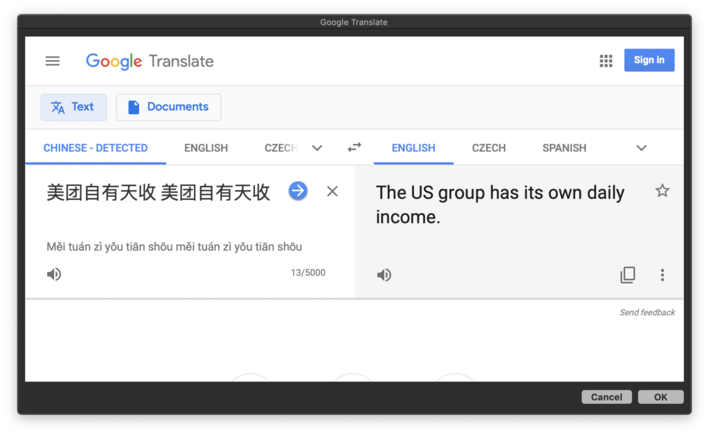 Translate Selected Text on Right Click Pop Up