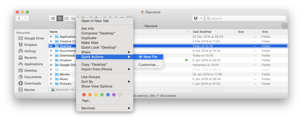 create new folder in mac shortcut